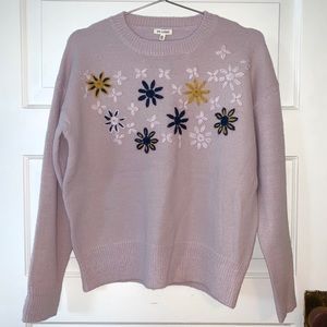 Roolee En Crème Pink Sweater Flower Detailing NWT